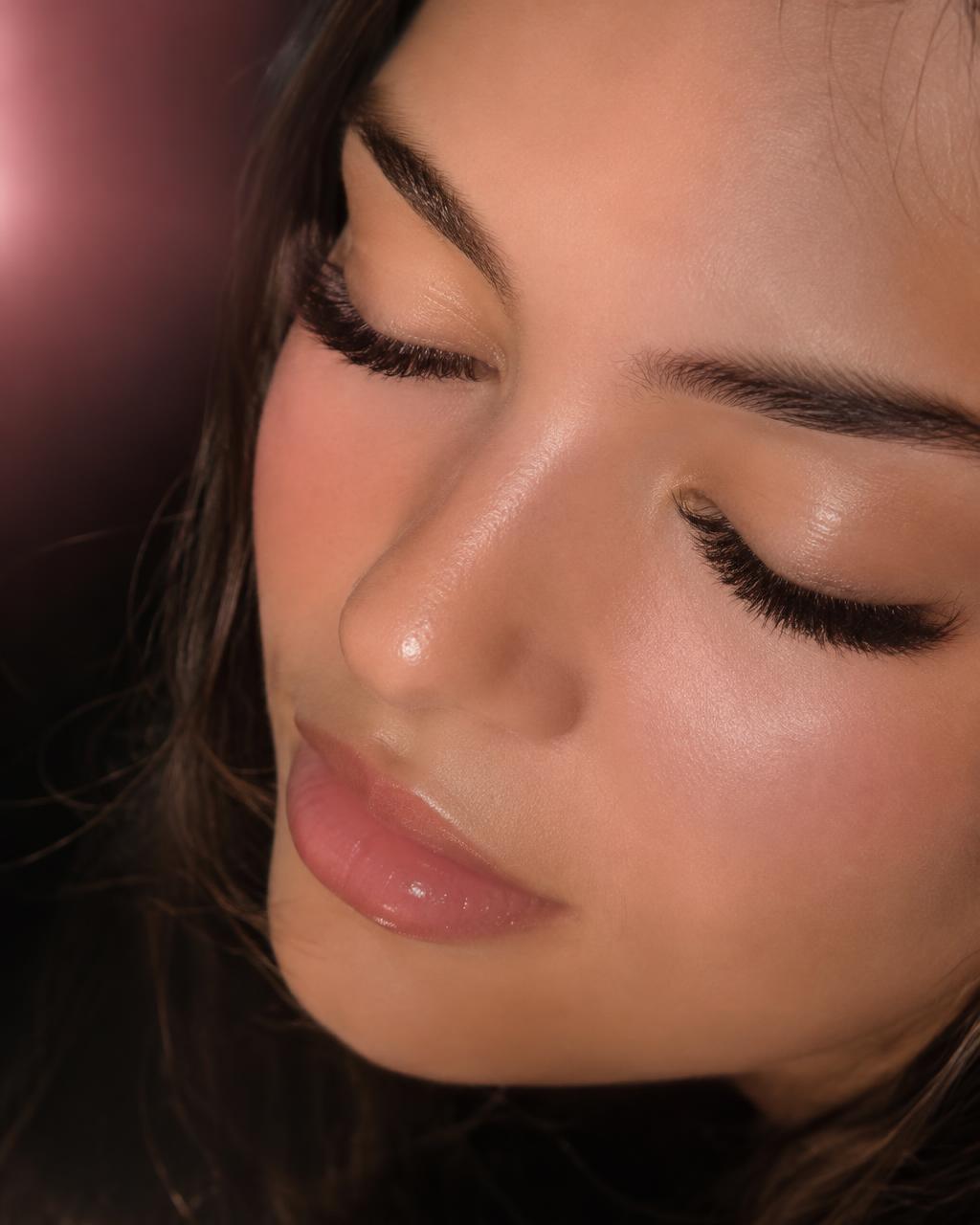 Close-up of fluffy volume lash extensions